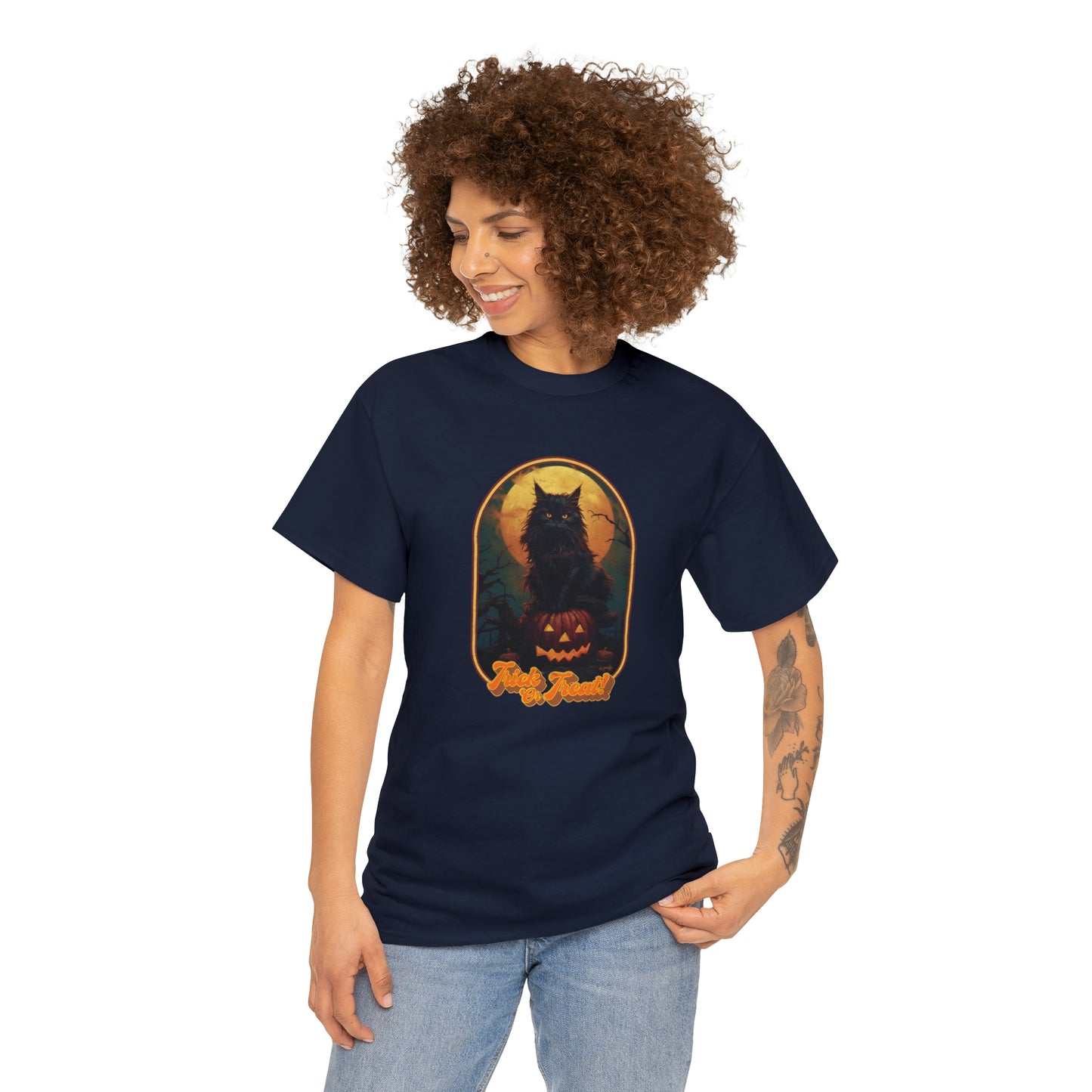 Trick or Treat Cat Unisex Heavy Cotton Tee