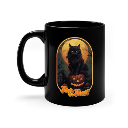 Trick or Treat Cat Black Mug