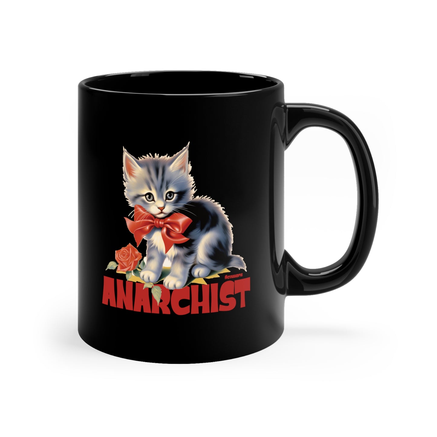 Anarchist Kitty Black Mug