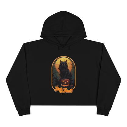 Trick or Treat Halloween Cat Crop Hoodie