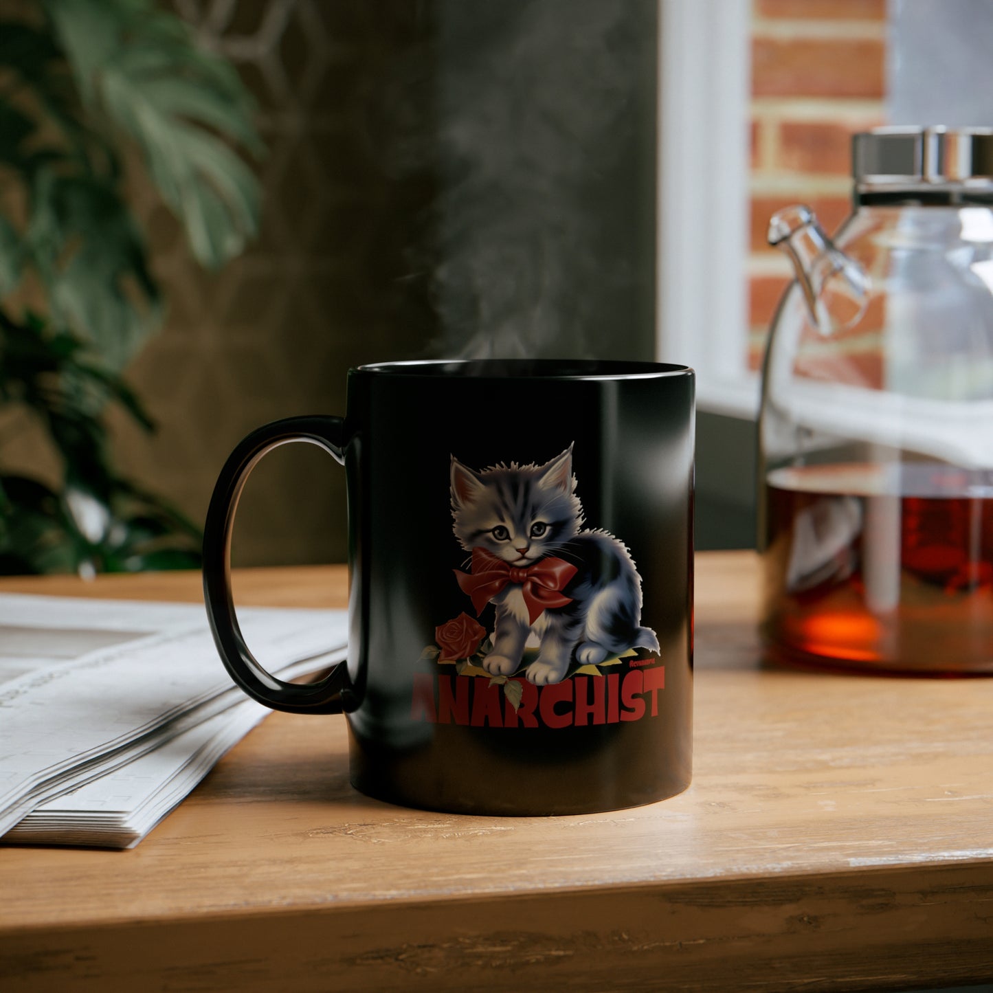 Anarchist Kitty Black Mug