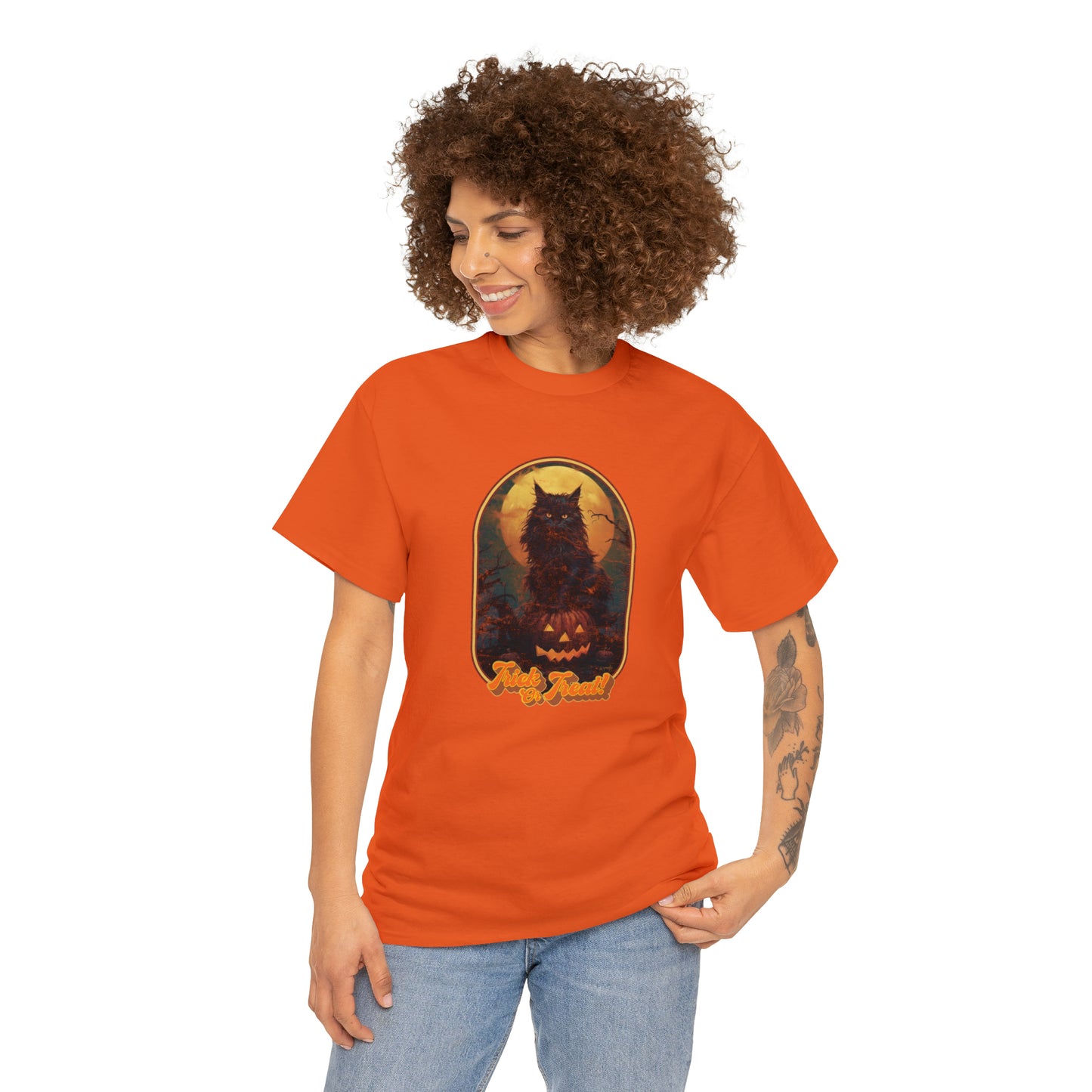 Trick or Treat Cat Unisex Heavy Cotton Tee