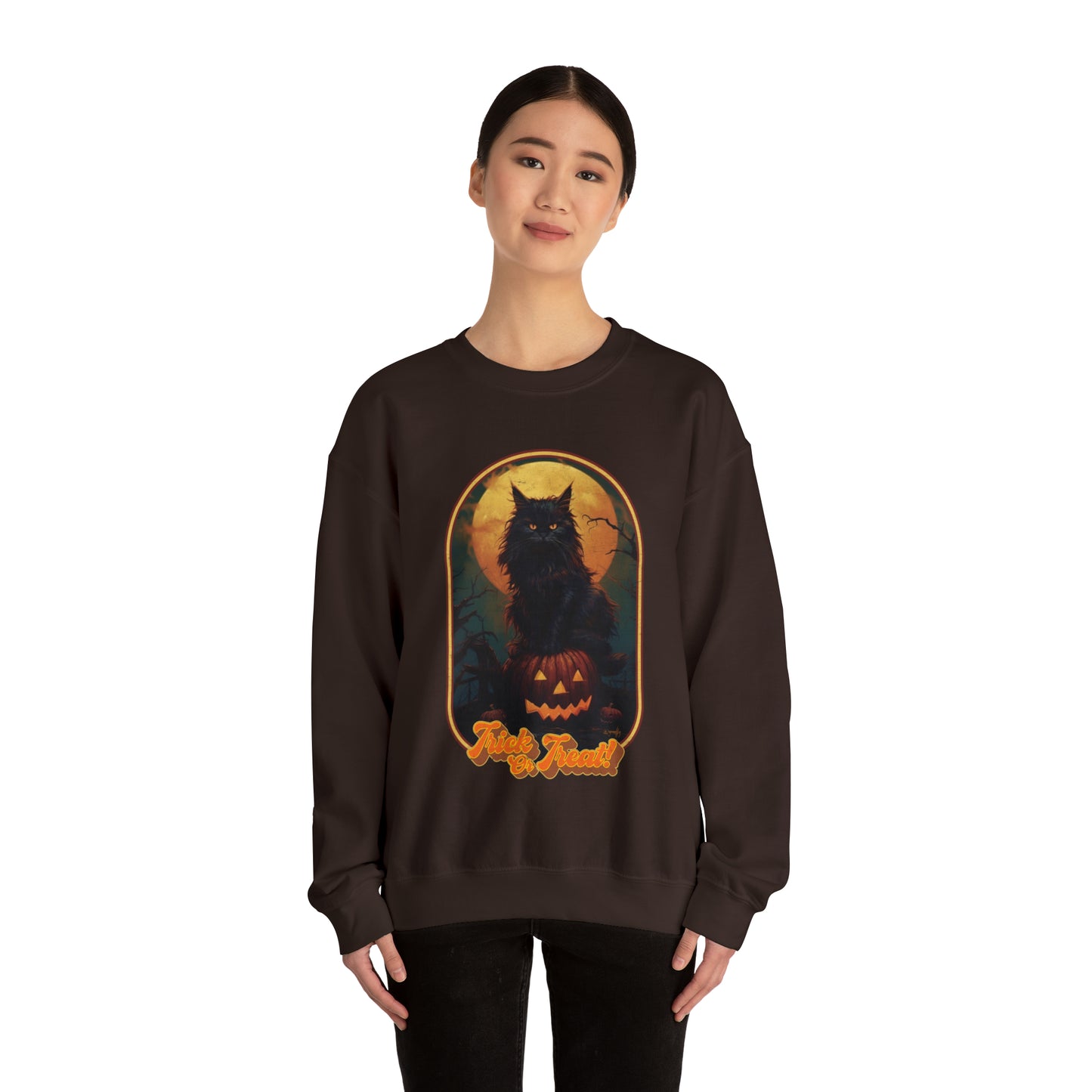 Trick or Treat Cat Unisex Crewneck Sweatshirt