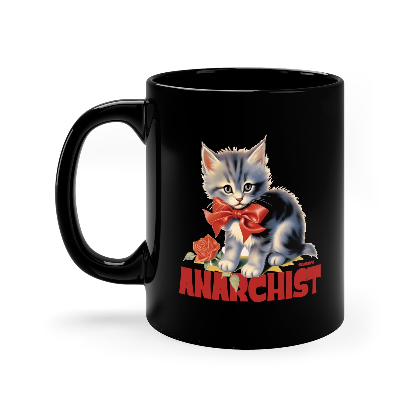 Anarchist Kitty Black Mug