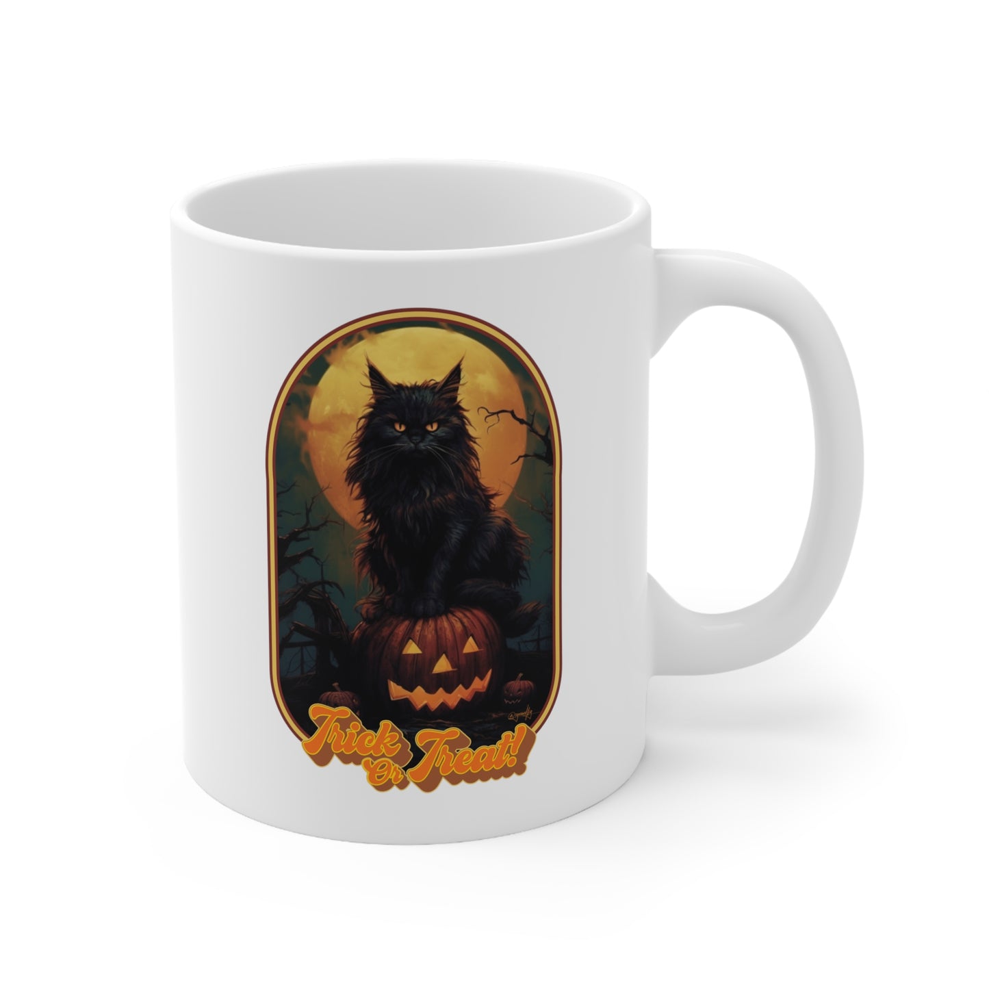 Trick or Treat Cat Ceramic Mug