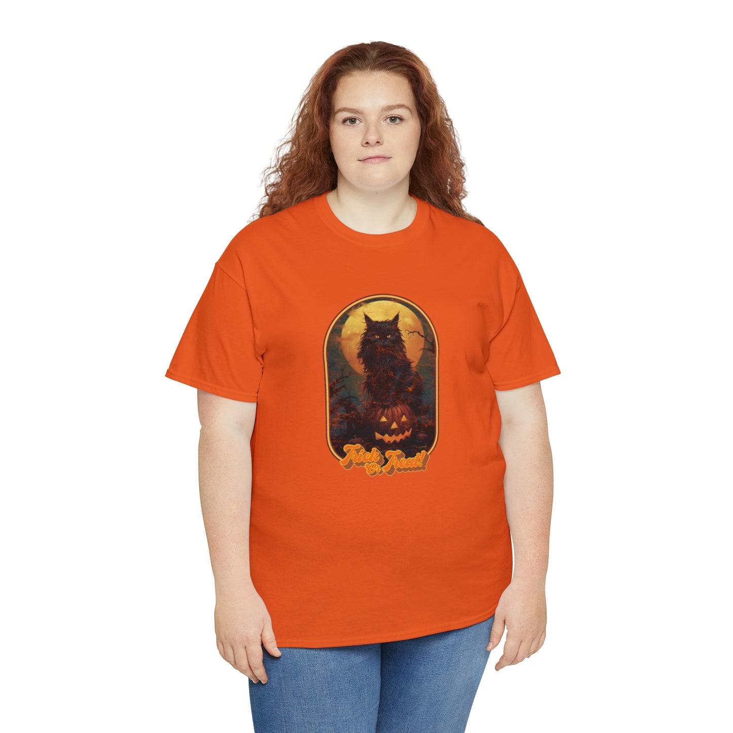 Trick or Treat Cat Unisex Heavy Cotton Tee