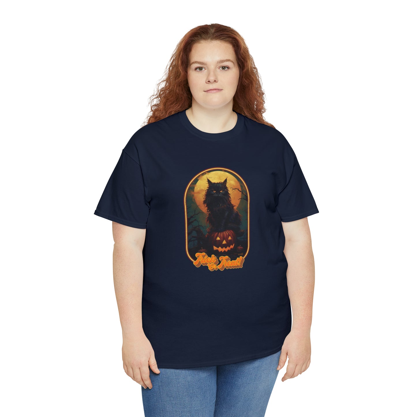 Trick or Treat Cat Unisex Heavy Cotton Tee