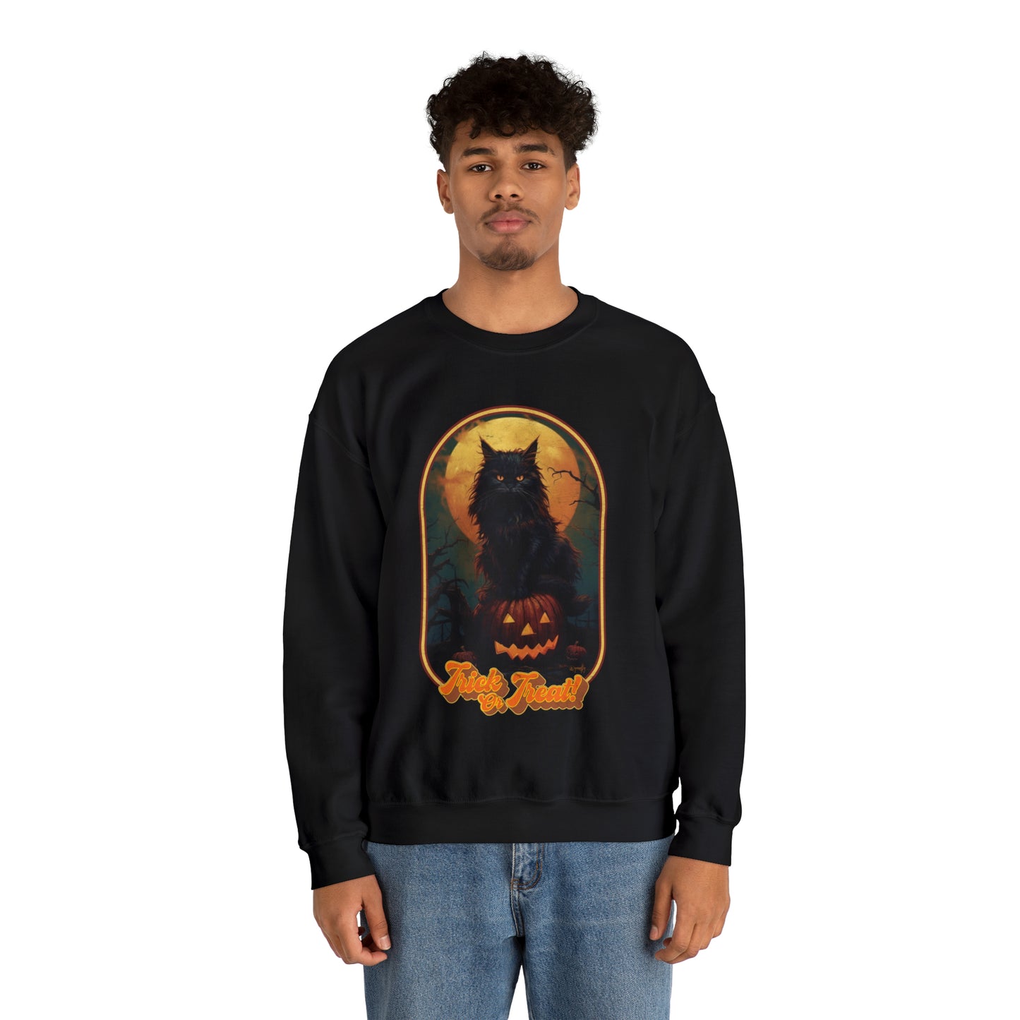 Trick or Treat Cat Unisex Crewneck Sweatshirt