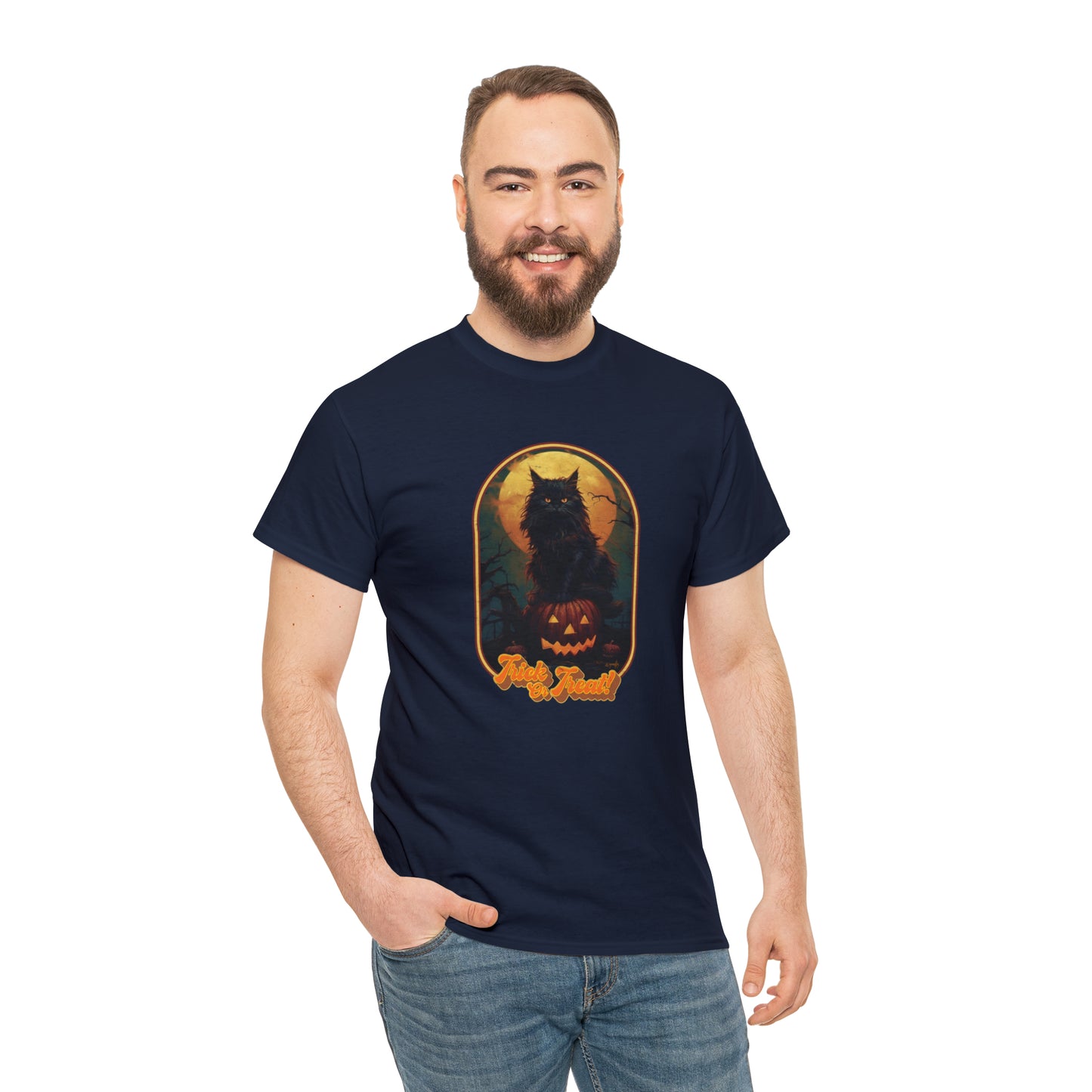 Trick or Treat Cat Unisex Heavy Cotton Tee