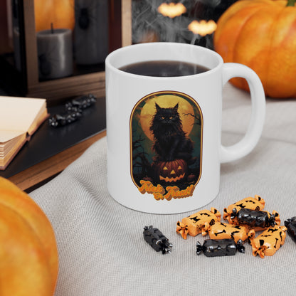 Trick or Treat Cat Ceramic Mug