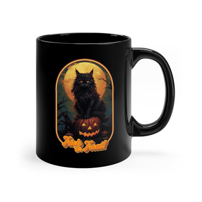 Trick or Treat Cat Black Mug