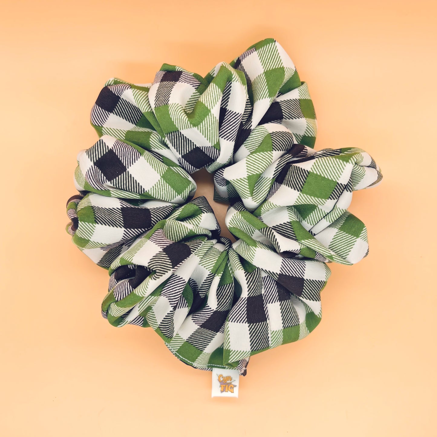 Green Plaid Scrunchie