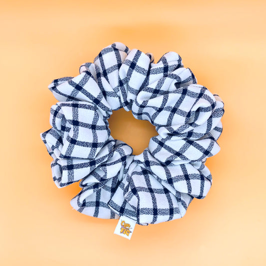 Navy Plaid Scrunchie