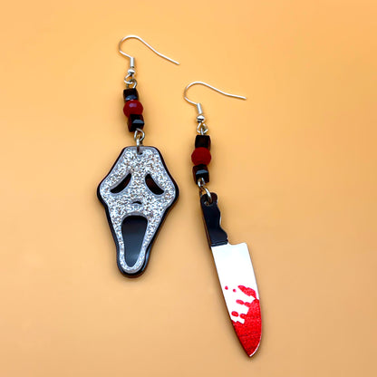 Ghostface-Bloody Knife Mismatched Earrings