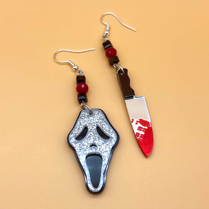 Ghostface-Bloody Knife Mismatched Earrings